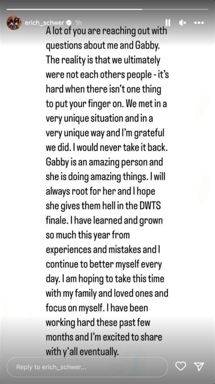 
Erich Schwer Addresses His Split from Gabby Windey: ‘We Ultimately Were Not Each Other’s People’ 